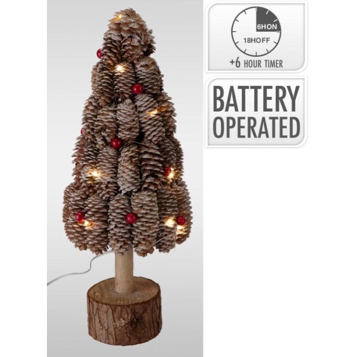 ALBERO LEGNO PIGNE 15 LED H.30